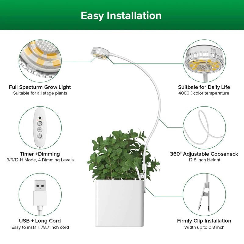 SANSI LED Pot-Clip 5W mit Timer / Dimmer